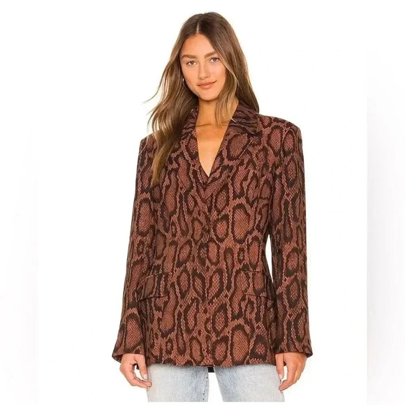 WEWOREWHAT SHAPED LONG BLAZER IN BROWN SNAKESKIN SZ 6 - Picture 15 of 16